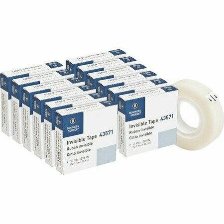 BUSINESS SOURCE TAPE, ROLL, INVIS, 1/2inX1296in, 12PK BSN43571BX